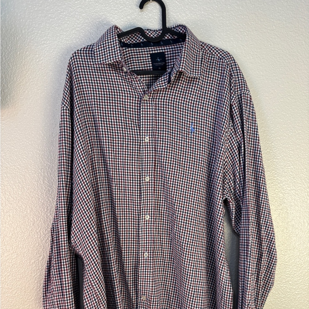 Tailorbyrd Maroon/Blue checkered button down shirt XL